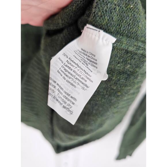 J Crew Mercantile Mens Sz S 1/4 Zip Pullover Sweater Dark Green Lambs Wool - Picture 3 of 4